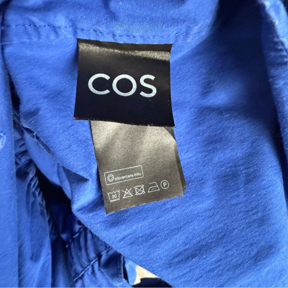 COS Wide Leg Jumpsuit in Brigh Blue Size 4 Smocked Cutout Back Sleeveless Retro - Picture 10 of 16
